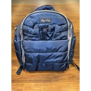 Itzy Ritzy Blue Puffer Backpack Diaper Bag Organize Travel Versatile Change Pad